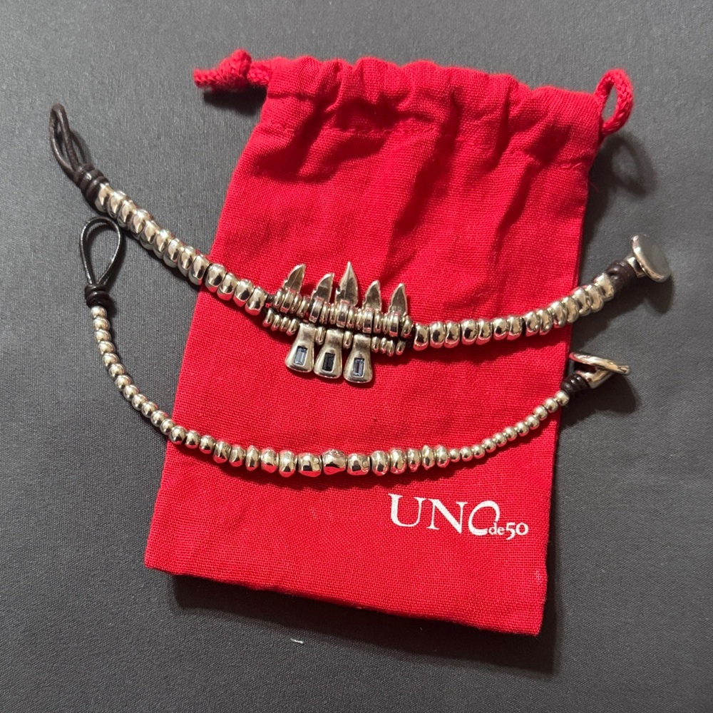 UNO de 50 Silver and Black Bracelet Set